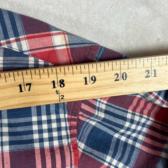 Men's Brooks Brothers Large Extra Slim Red and Blue Plaid Shirt - Picture 9 of 10